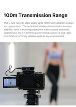 Ulanzi U-Mic Wireless Lavalier Microphone Dual-Channel Recording for Camera Android iOS Smartphone 20 hours Operating Time