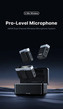 Ulanzi U-Mic Wireless Lavalier Microphone Dual-Channel Recording for Camera Android iOS Smartphone 20 hours Operating Time
