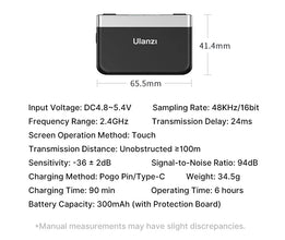 Ulanzi U-Mic Wireless Lavalier Microphone Dual-Channel Recording for Camera Android iOS Smartphone 20 hours Operating Time