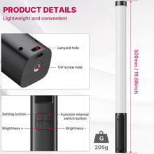 Ulanzi VL119 RGB Handheld Stick Light Wand Tube LED Video Light CRI 95+ 2500K-9000K 2000mAh Photography Lighting Fill Lamp