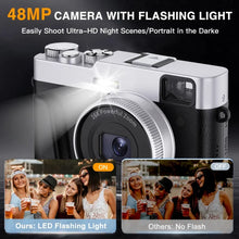 4K Digital Camera Auto Focus 48MP Vlogging Camera for YouTube and Anti-Shake Video Camera Autofocus with Viewfinder Flash & Dial