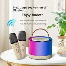 2024 RGB Light Wireless Bluetooth Speaker with Double Mic Portable Music Player Party Karaoke Machine for Child Home Xmas Gift