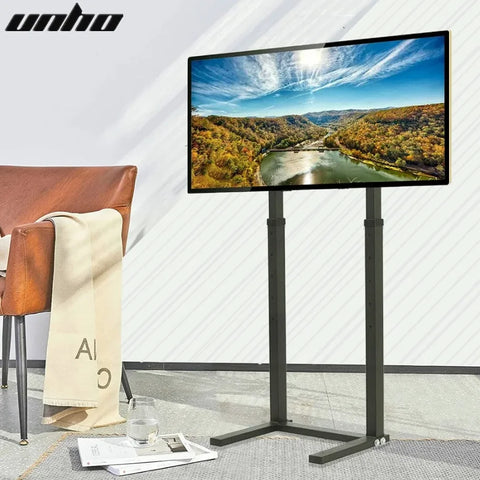 TV Floor Stand Tall TV Stand Height Adjustable TV Mount Free Standing TV Bracket for 32”-65” Flat Panel LED LCD Screens