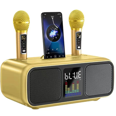 Family Karaoke Bluetooth Speaker With Wireless Microphone Portable Subwoofer AUX TF Card Play Professional Home Stereo Audio Set