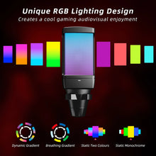 AmpliGame USB Gaming Microphone with RGB effect, Noise Cancelling Condenser Mic with Gain Knob,Tap-to-mute for Stream,Podcast-Q6