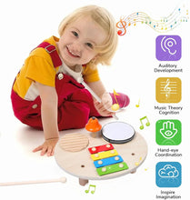 Wooden Xylophone Drum Set For Toddlers,Montessori Baby Musical Instruments Toys, Drum Set Percussion Instruments Musical Toys