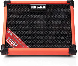 BP80 Battery Powered Acoustic Guitar Amplifier- Portable Bluetooth Speaker 100W, 6 Inputs,3 Band EQ,Orange