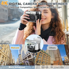 4K Digital Camera Auto Focus 48MP Vlogging Camera for YouTube and Anti-Shake Video Camera Autofocus with Viewfinder Flash & Dial