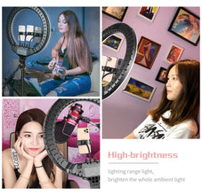 SH 18 Inch Knob Ring Light LED Selfie Video Lamp With Tripod Stand Phone Clip For YouTube Live Lighting Photo Photography Studio