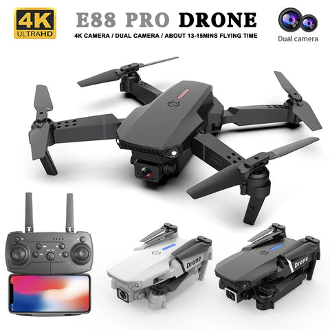 2024 E88pro 4K HD Dual Camera Drone Optical Flow Aerial Photography Four Axis Aircraft Fixed Height Remote Control Aircraft Toy