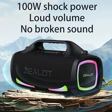 Zest S79 100W wireless speaker, outdoor portable subwoofer, waterproof IPX 5, suitable for home, car, camping, party box.