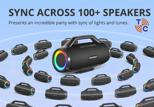 Tronsmart Bang Max Speaker 130W Party Speaker with 3 Way Sound System, Sync Up 100+ Speakers, APP Control, Guitar/Mic Input