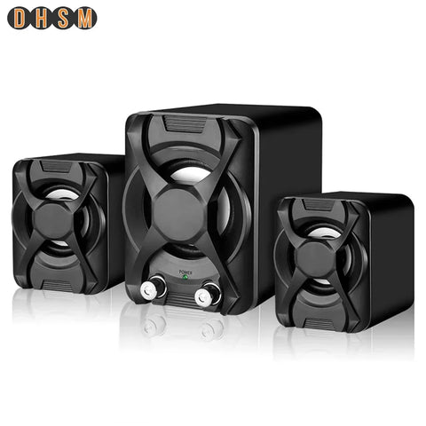 USB + AUX Wired Computer Subwoofer Speakers 5W+3W*2 Set Bass Reinforcement Stereo 2.1 for PC Phone Loudspeaker