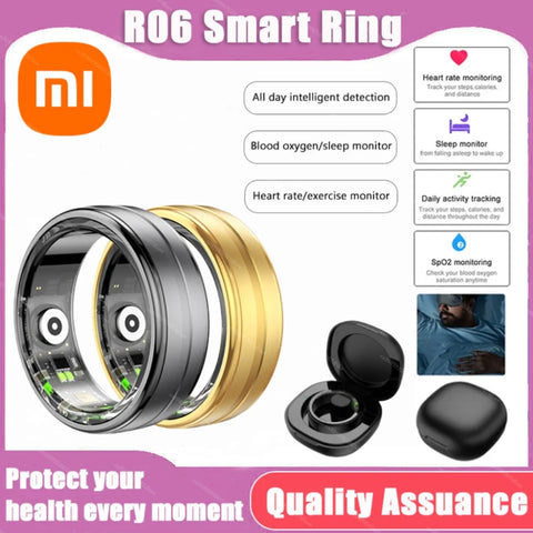 Xiaomi Smart Ring Health Sleep Blood Oxygen Heart Rate Monitoring R06 Finger Ring Multi Sport Mode IP68 5ATM Wearable Waterproof