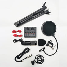 Podcast Equipment Bundle with BM800 Microphone V8 Sound Card Audio Condenser Mic for Recording Broadcasting Live Streaming