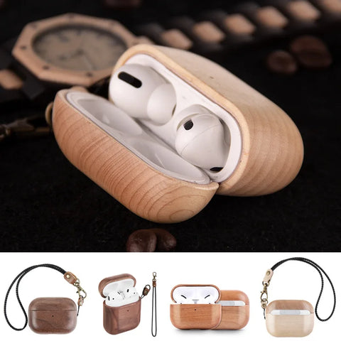 for Airpods Pro AirPods - Cover Case Protector Skin with Wireless Charging Case Made of Unique Wood for Airpods 1,2&3