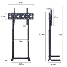 TV Floor Stand Tall TV Stand Height Adjustable TV Mount Free Standing TV Bracket for 32”-65” Flat Panel LED LCD Screens