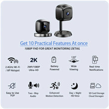 2.4GHz Wi-Fi mini security camera, 1080p HD night vision baby monitor, pet camera with mobile app, motion detection