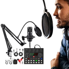 Podcast Equipment Bundle with BM800 Microphone V8 Sound Card Audio Condenser Mic for Recording Broadcasting Live Streaming